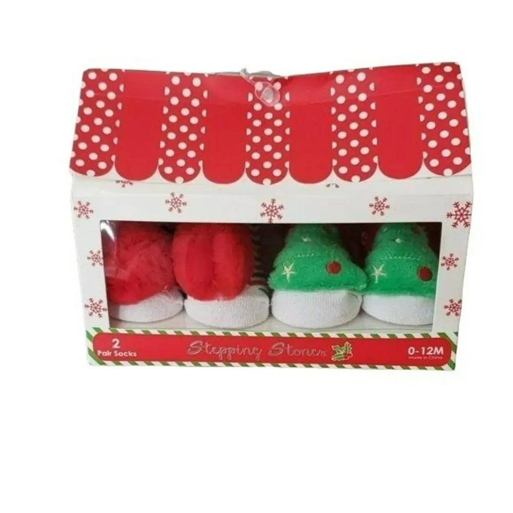 Stepping Stones‎ Character Plush Baby First Christmas Socks Set 2 Pack